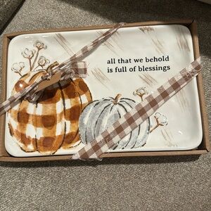 Mud Pie All That SM Pumpkin Platter NEW IN BOX NWT